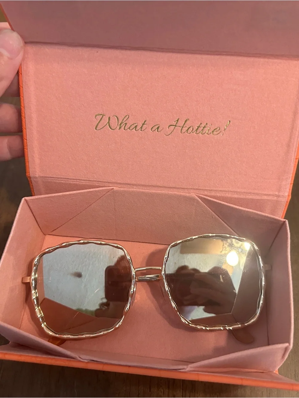 Women's Gold Square Mirrored Oversized Sunglasses